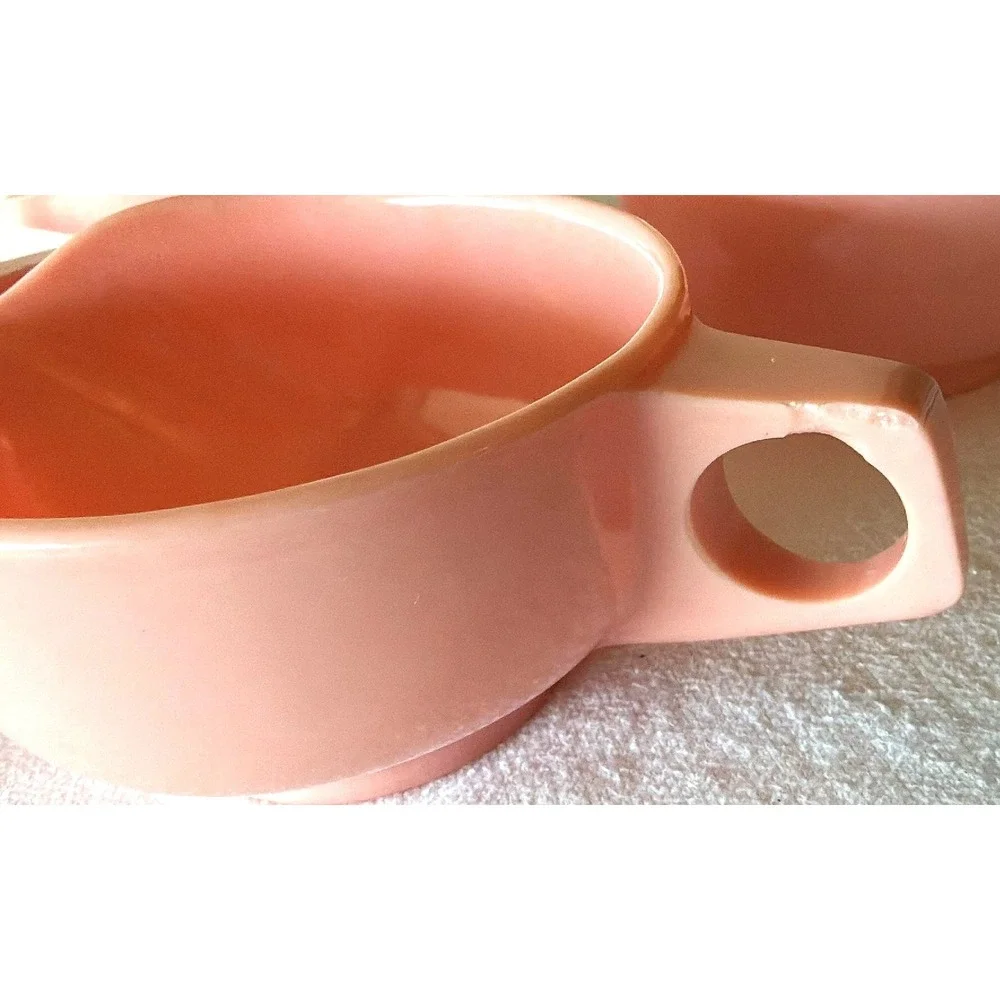 Harmony House Cataline Creamer Sugar Cup Set Pink Vintage MCM Melmac